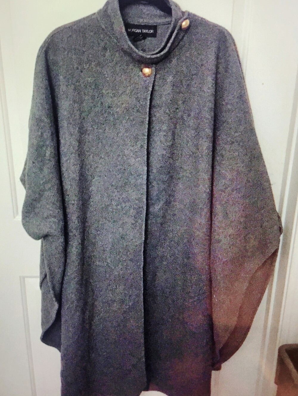 Morgan Taylor Women's Gray Oversized Cape Poncho Sz One Sit Fit All